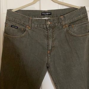 Dolce and Gabbana Hunter Green Jeans w/ Gold Logo